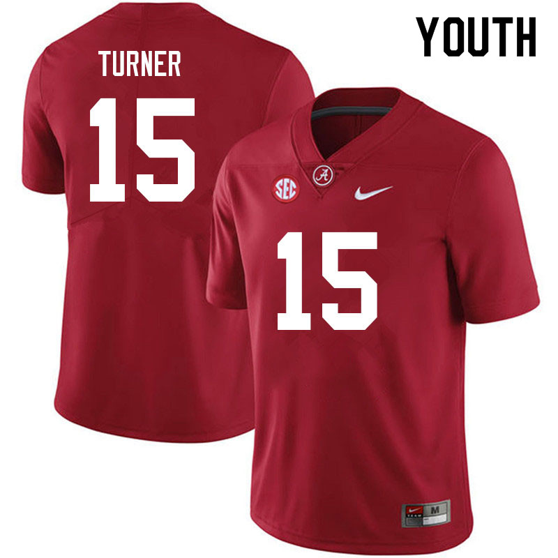 Youth #15 Dallas Turner Alabama Crimson Tide College Football Jerseys Sale-Crimson